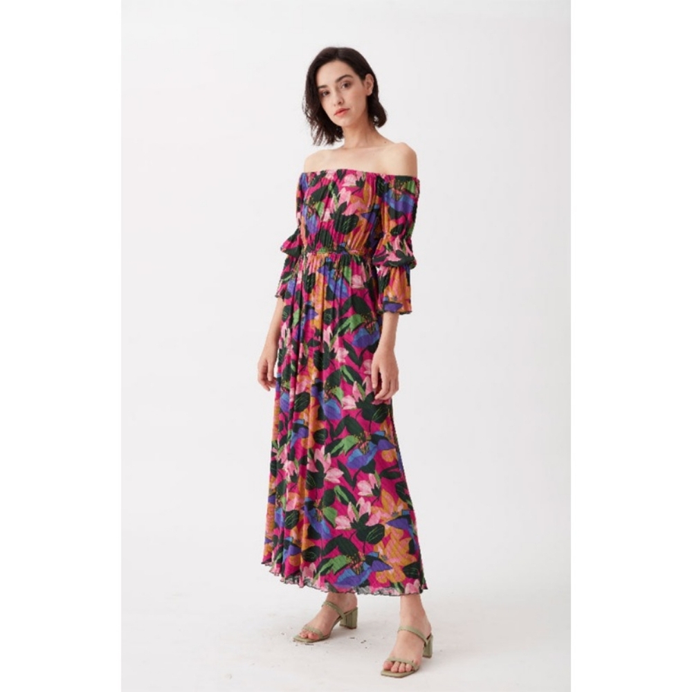 Diane Von Furstenburg Floral Off-Shoulder Maxi Dress